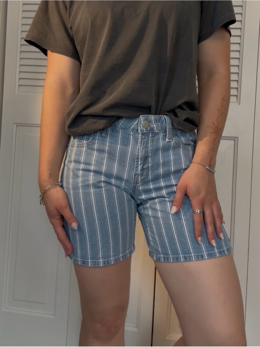 GAP Blue Stripe Denim Bermuda Shorts